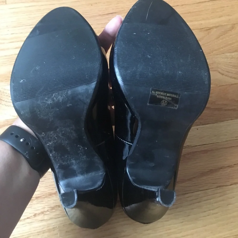 Black patent leather heels